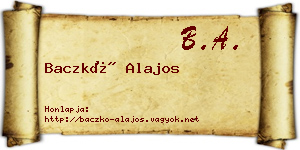 Baczkó Alajos névjegykártya